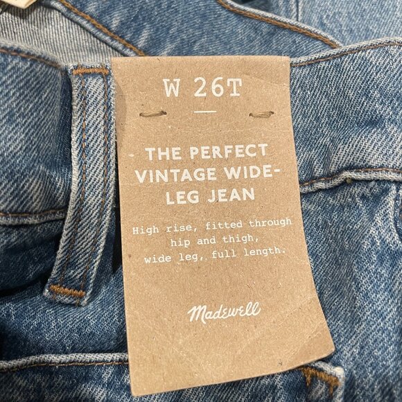 NWT Madewell Tall Emmett Wide Leg Jean Sz 26T Lakecourt Wash 33" Full Length - Picture 5 of 14